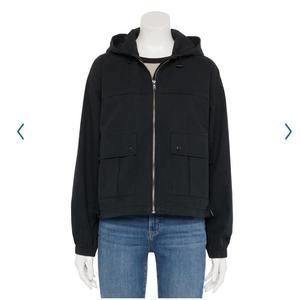 Black Parachute Windbreaker Zip Jacket Small Y2K Streetwear Lightweight Hooded